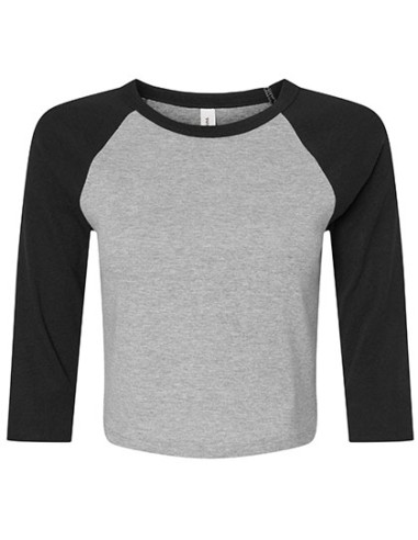 BEL-1200-Womens Micro Rib 3/4 Raglan Baby Tee